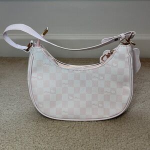 NWOT HELLO KITTY Checkered Pink White Shoulder Bag W/ Removable Charm